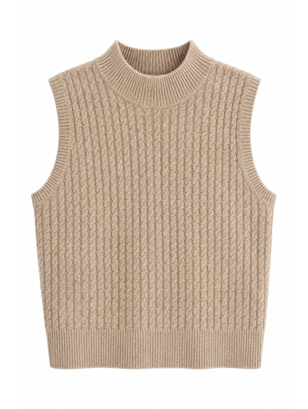 Abercrombie & Fitch Women’s L Beige Cable Knit Mock Neck Sweater Vest